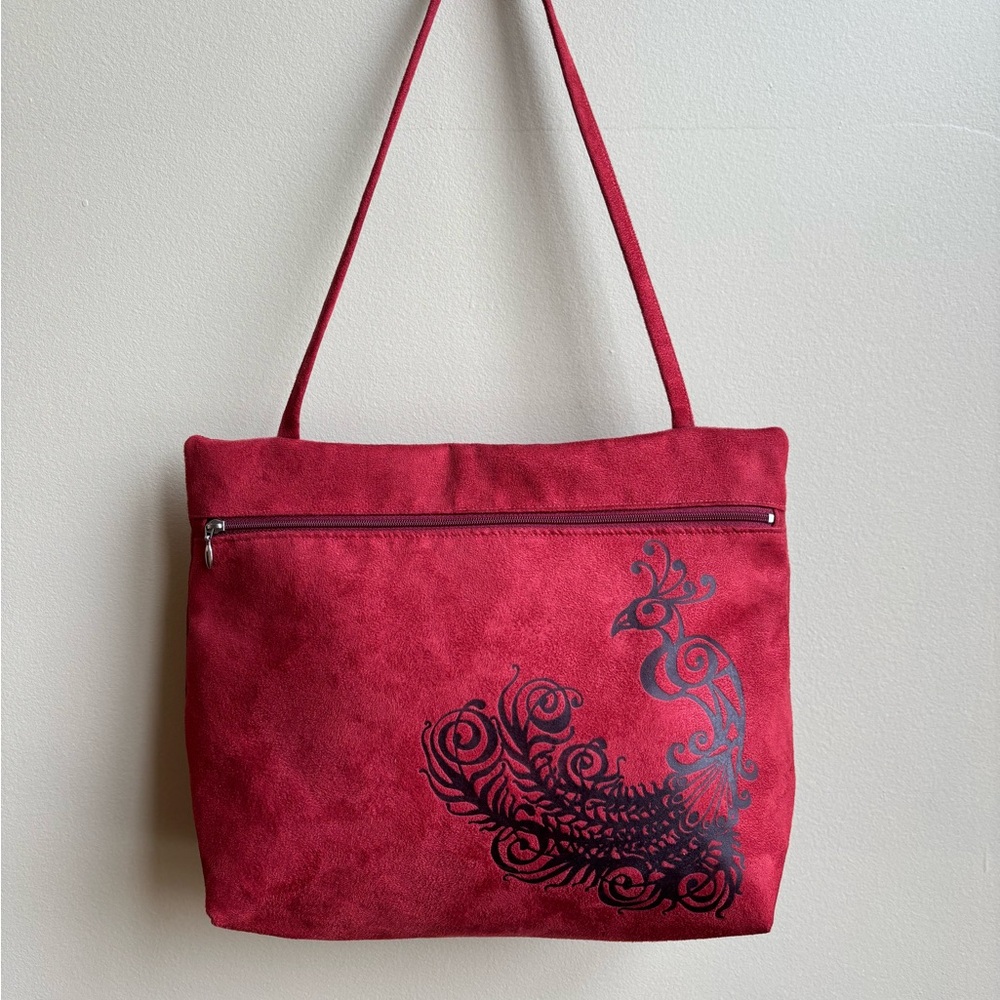 🇨🇦NWOT Microsuede Peacock Satchel Tote Bag